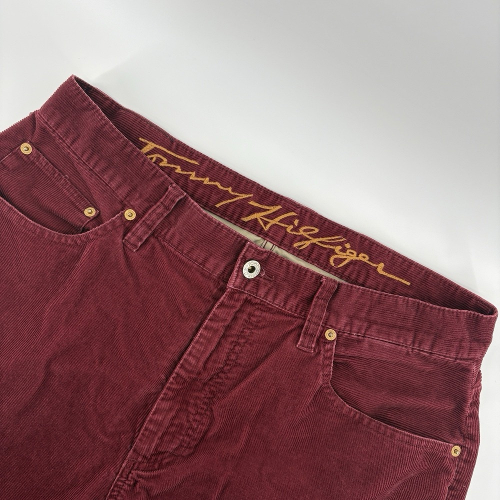 Tommy‎ Hilfiger Mens 34x28 Maroon Modern Fit Solid Casual Corduroy Pants